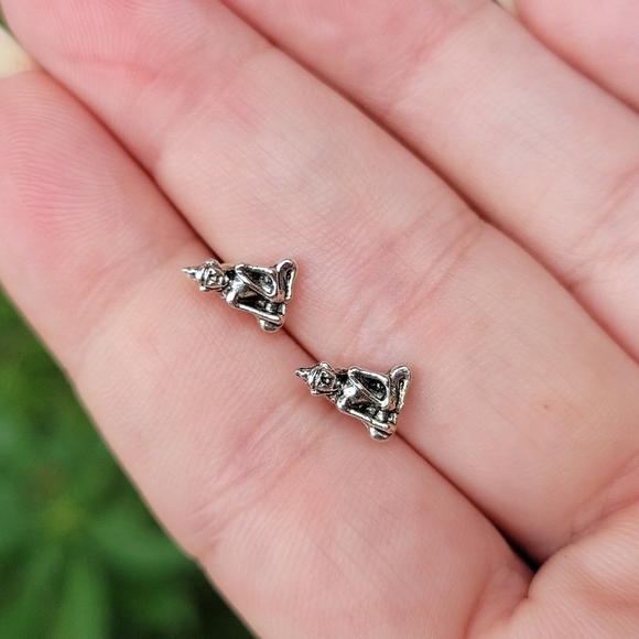 Tiny Buddha Stud Earrings - Picture 1 of 7